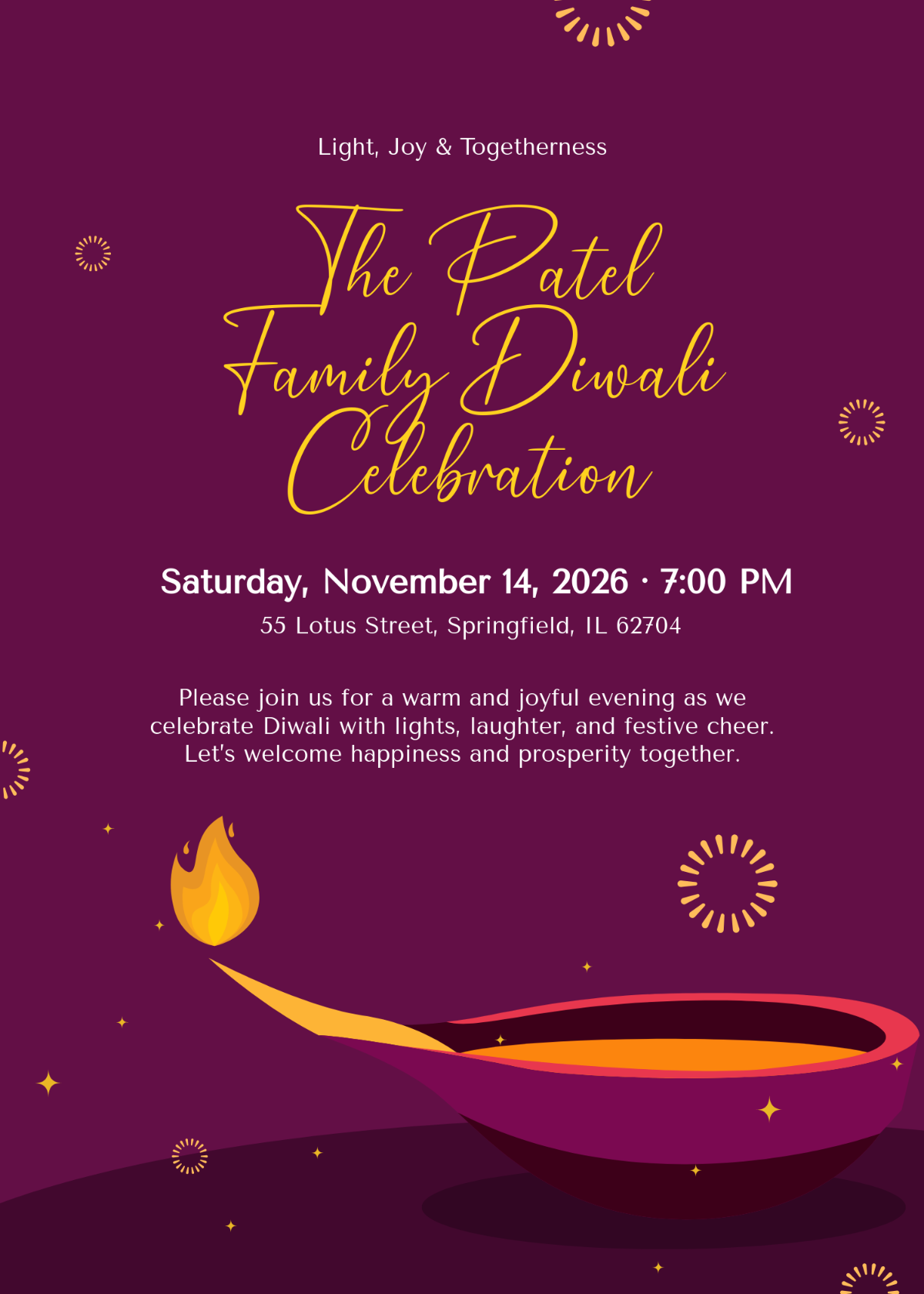 Diwali Celebration Invitation Template to Download