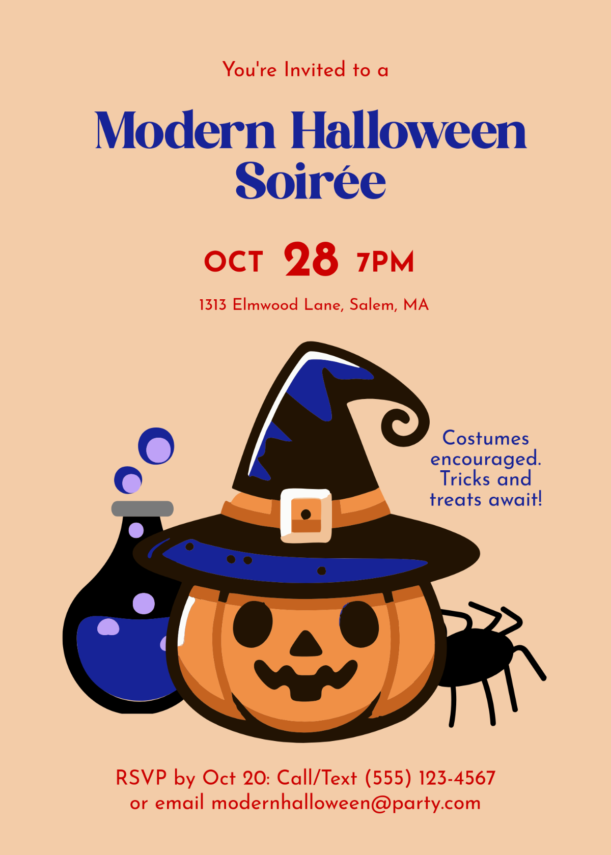 Free Modern Horror Halloween Invitation Template to Edit Online