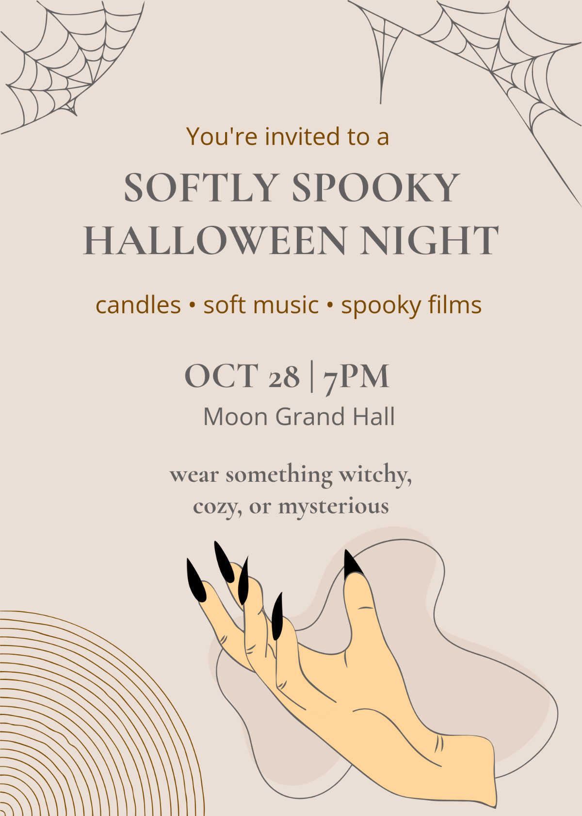 Free Aesthetic Halloween Invitation Card Template to Edit Online