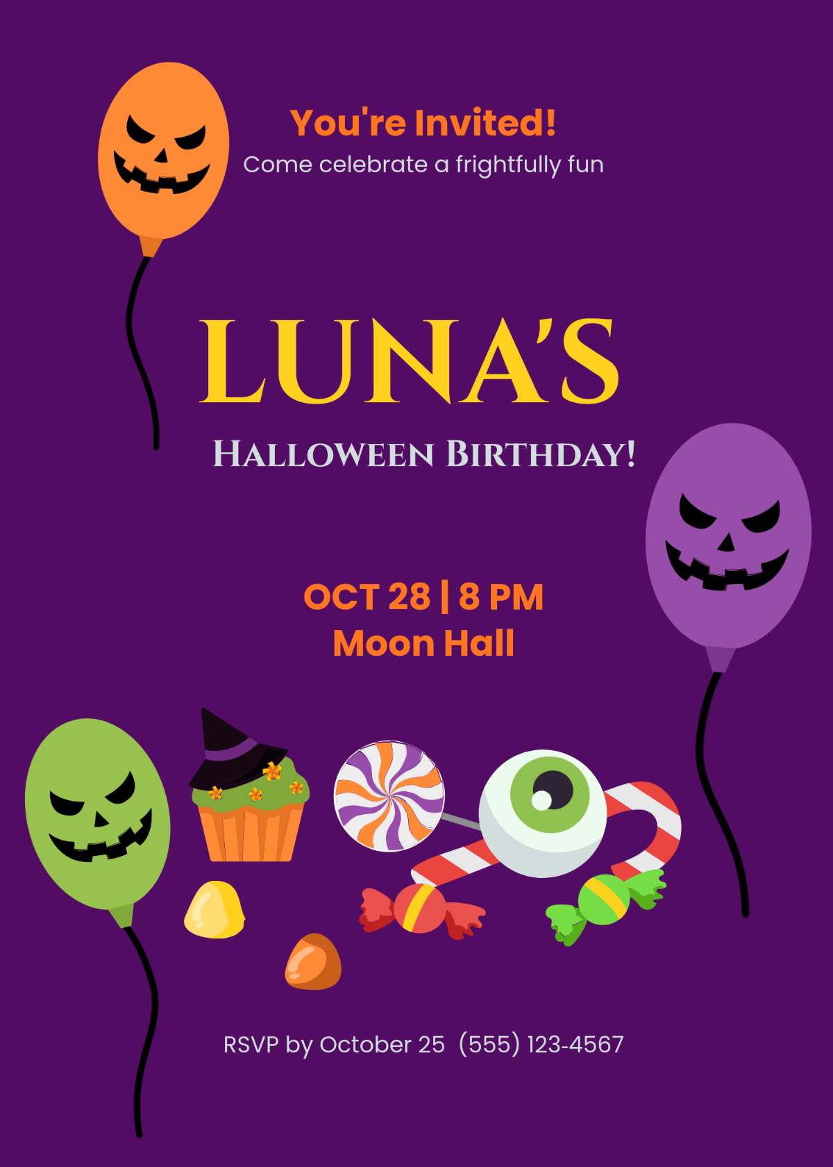 Free Halloween Birthday Invitation Template to Edit Online