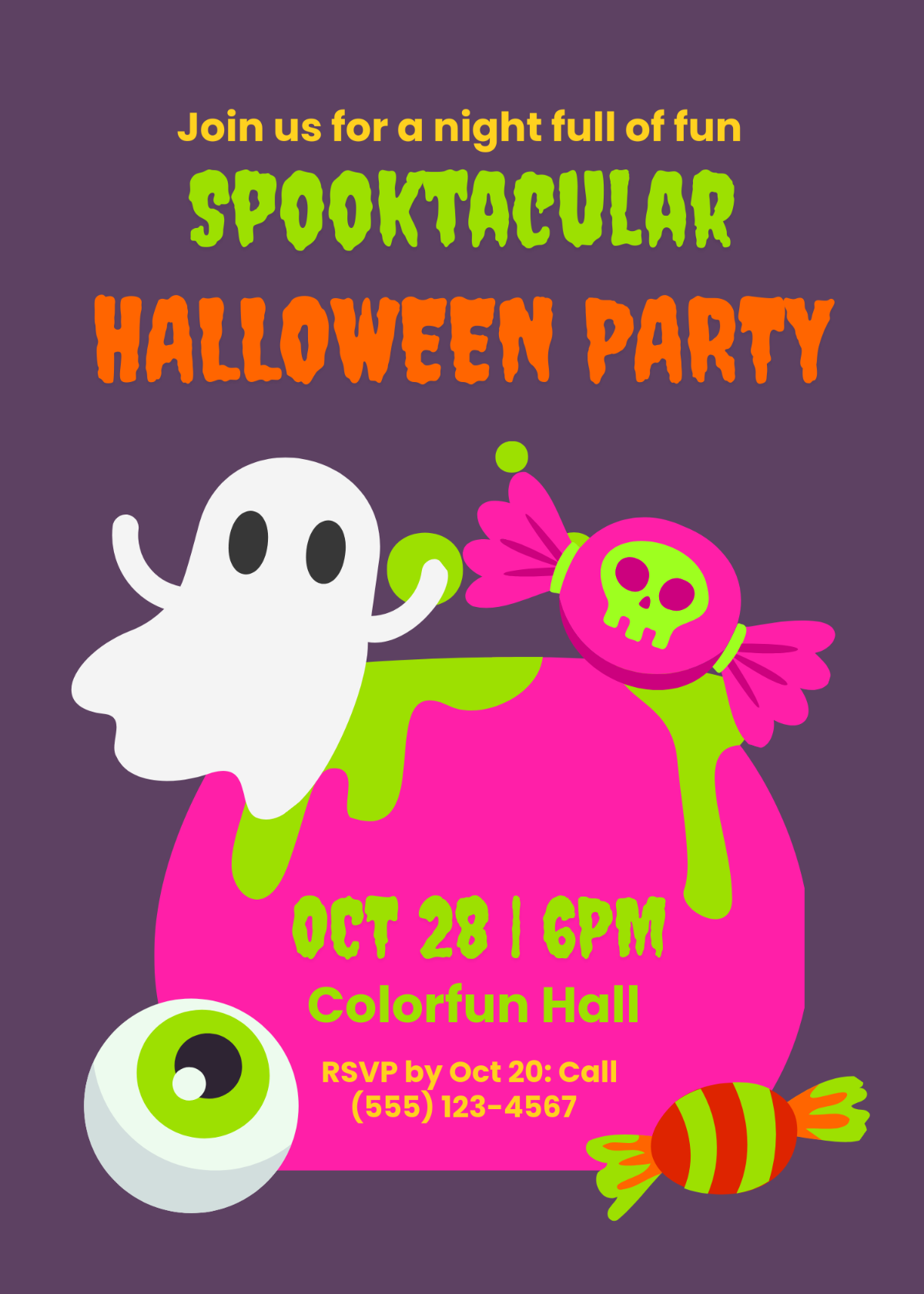 Free Colorful Halloween Invitation Flyer Template to Edit Online