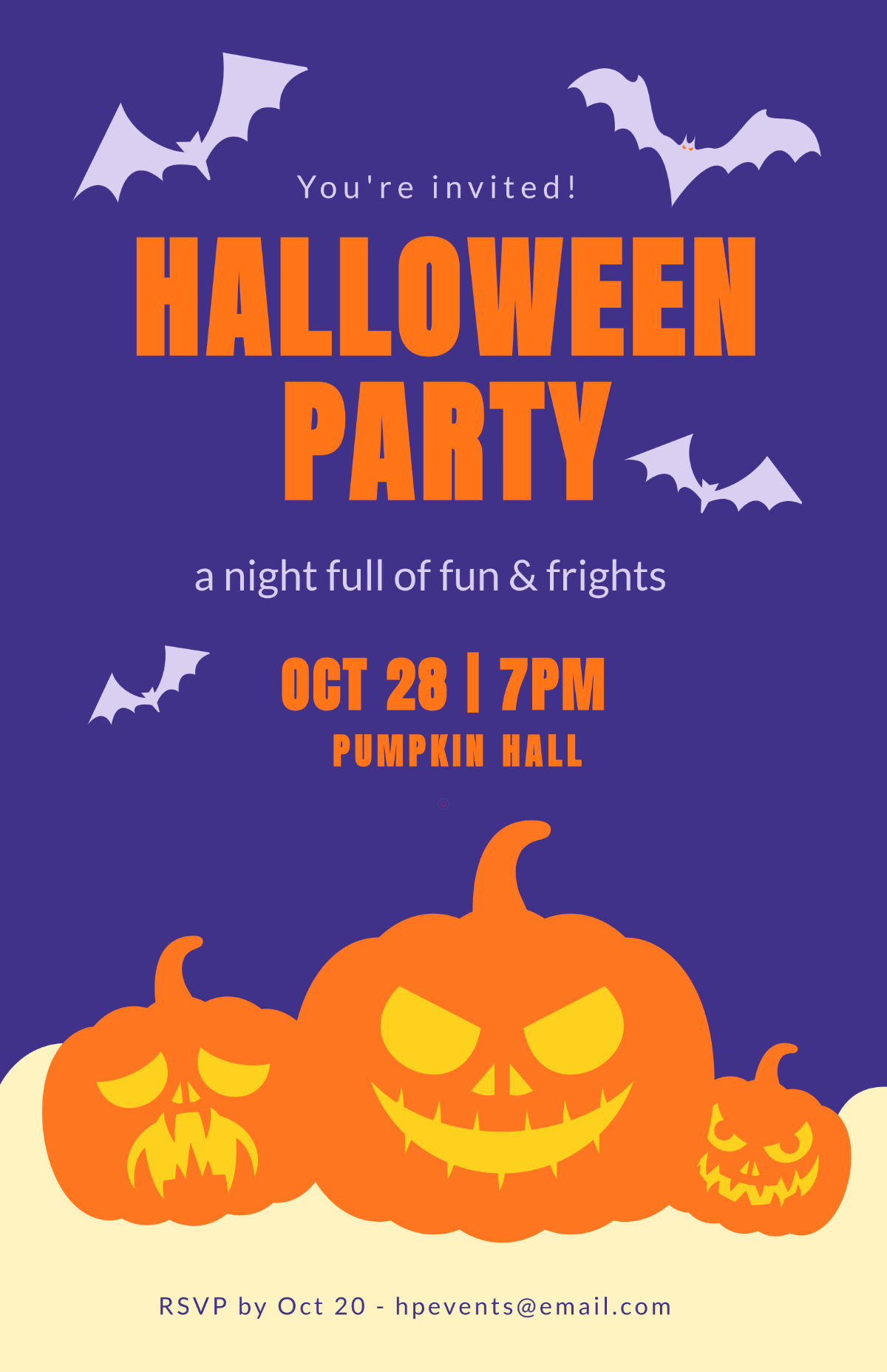 Free Simple Halloween Invitation Poster Template to Edit Online