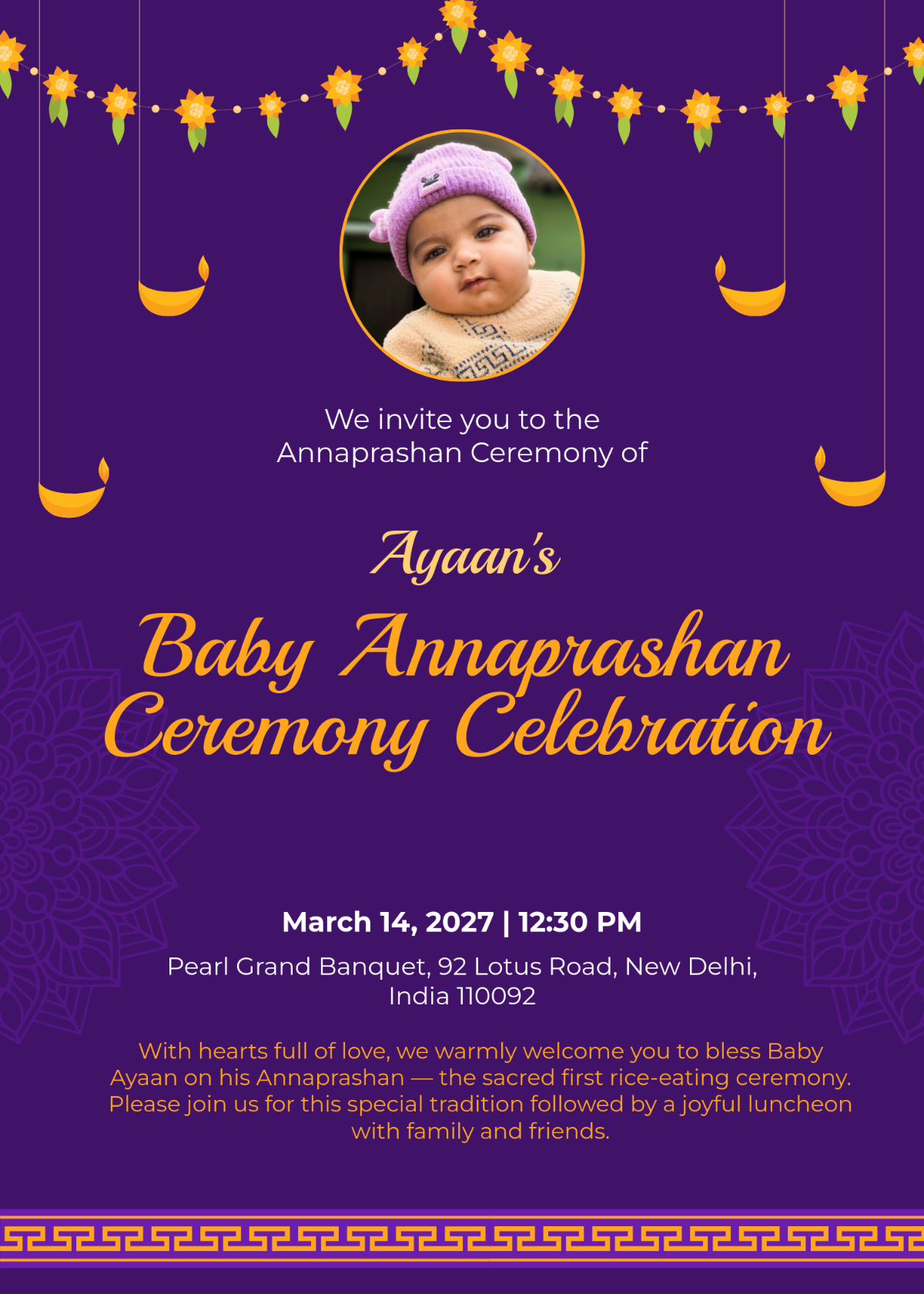 Free Baby Annaprashan Invitation Template to Edit Online