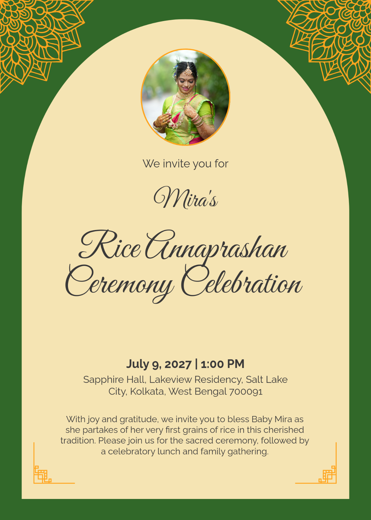 Free Rice Annaprashan Invitation Template to Edit Online