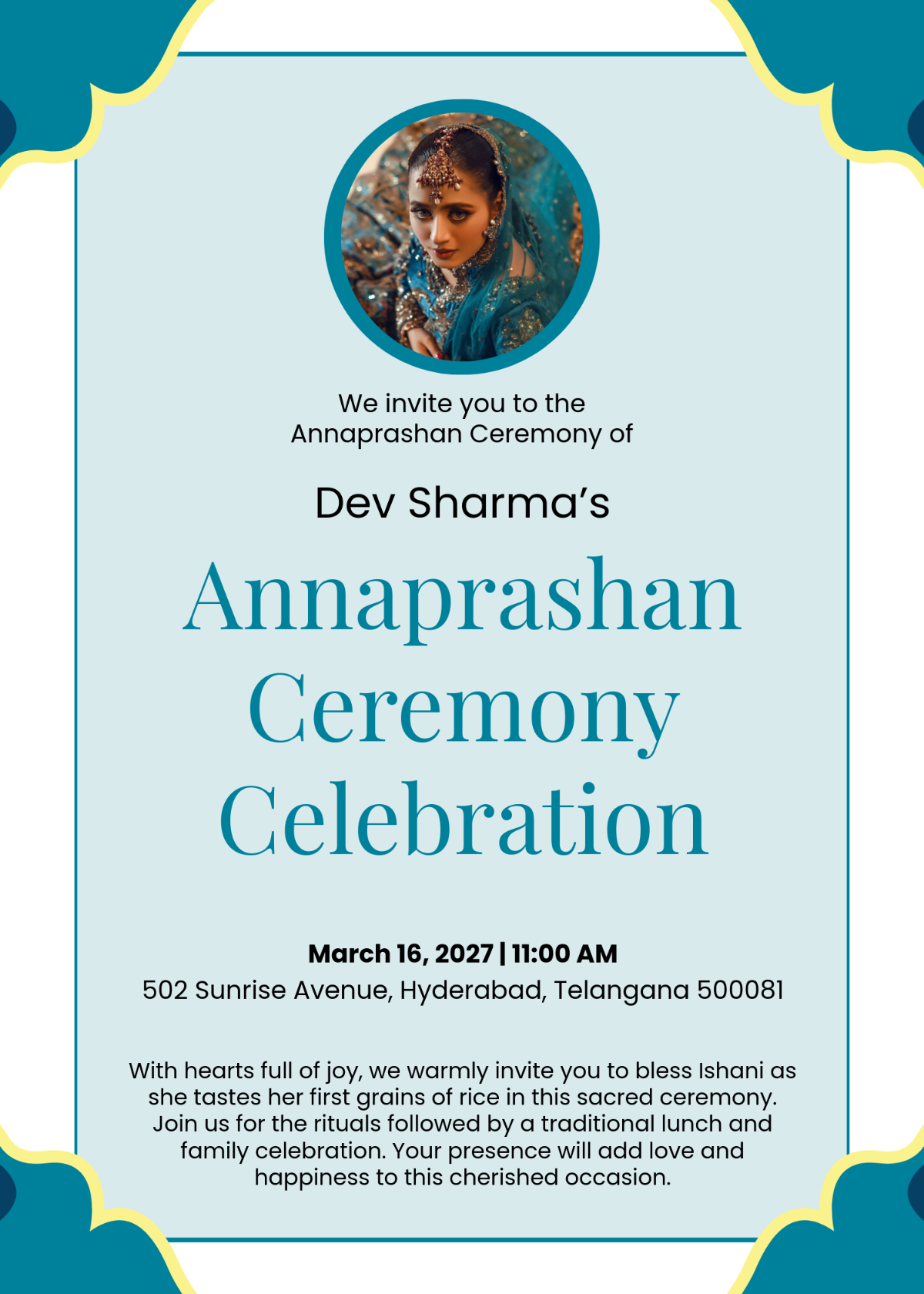 Free Editable Annaprashan Invitation Template to Edit Online