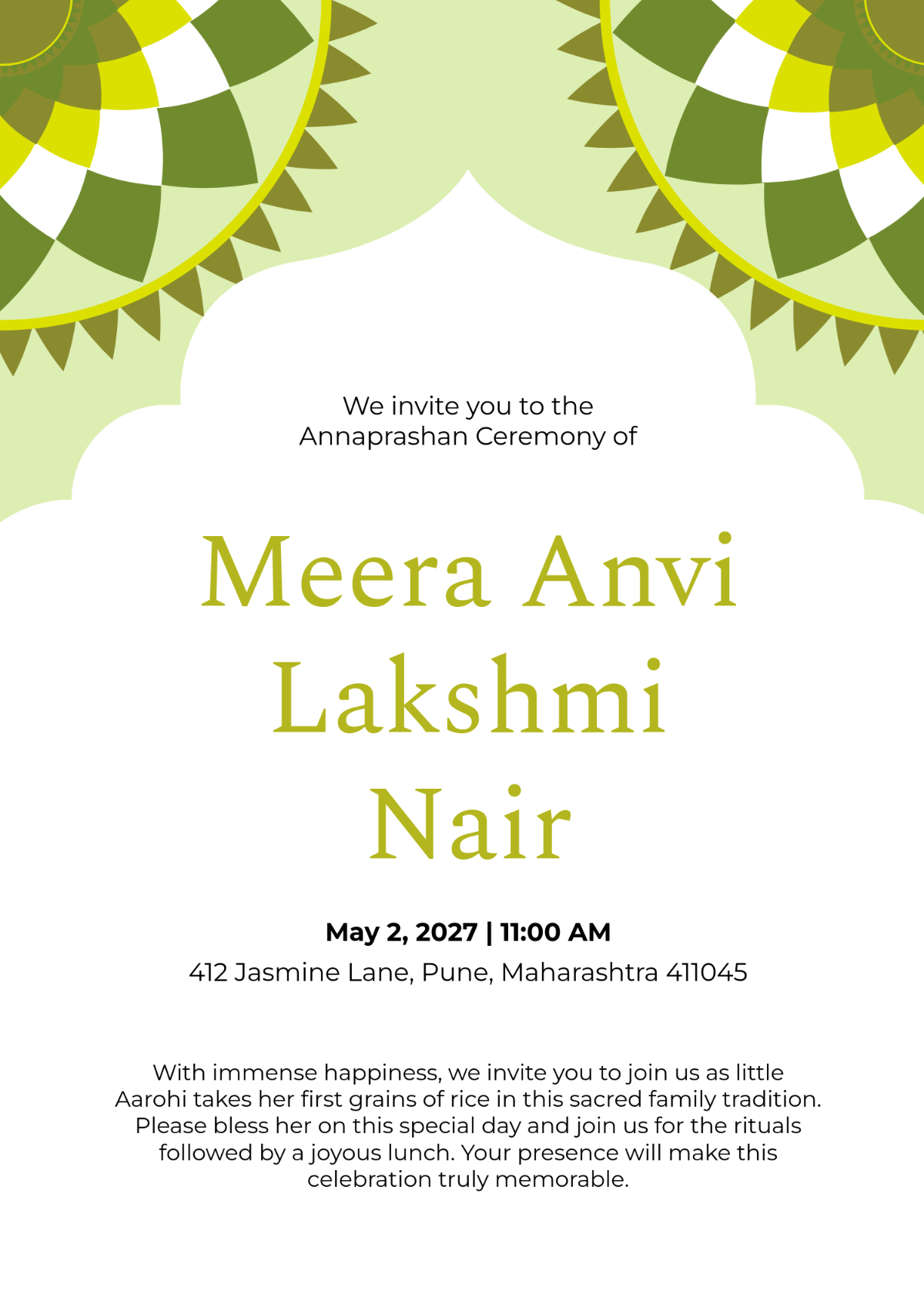 Free Annaprashan Invitation Template to Edit Online