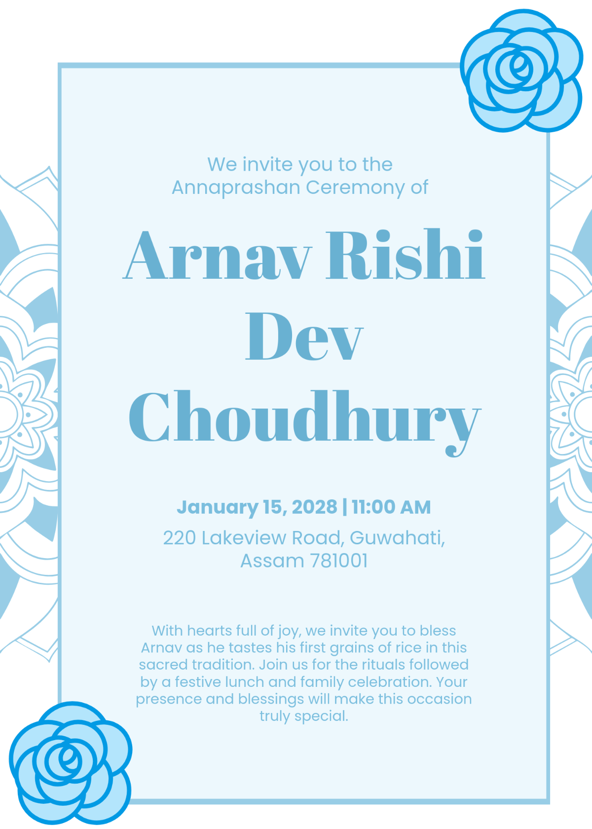 Free Boy Annaprashan Invitation Template to Edit Online
