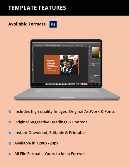 Free Martin Luther King Day Youtube Thumbnail Template to Edit Online