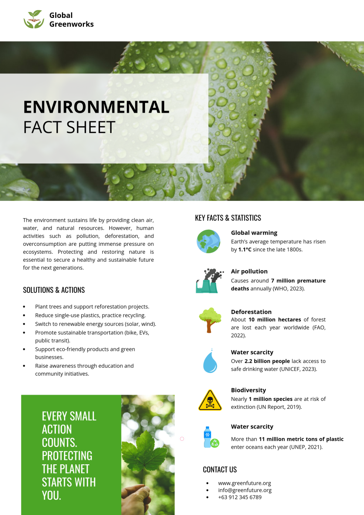 Free Environmental Fact Sheet Template to Edit Online