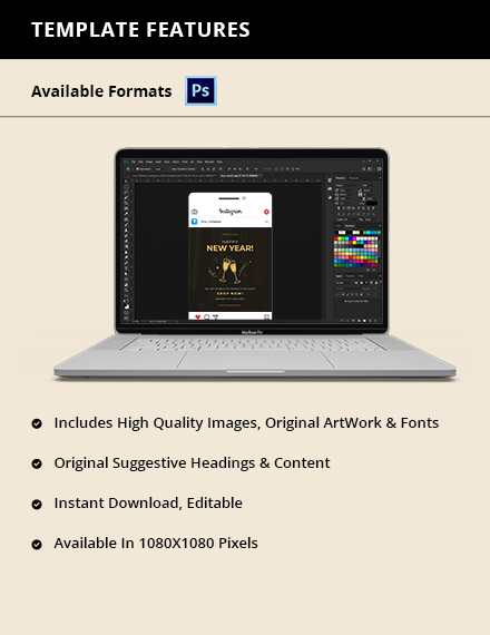 Free Vintage Happy New year Instagram Post Template to Edit Online