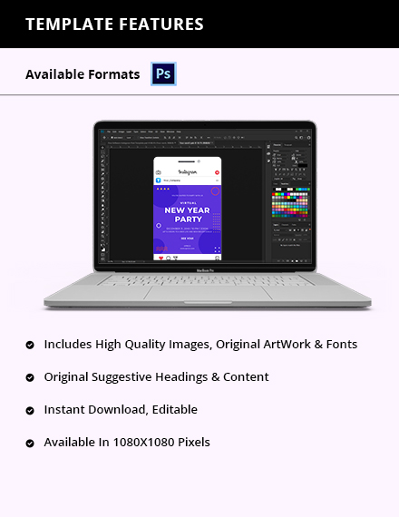 Free New Year Party Instagram Post Template to Edit Online
