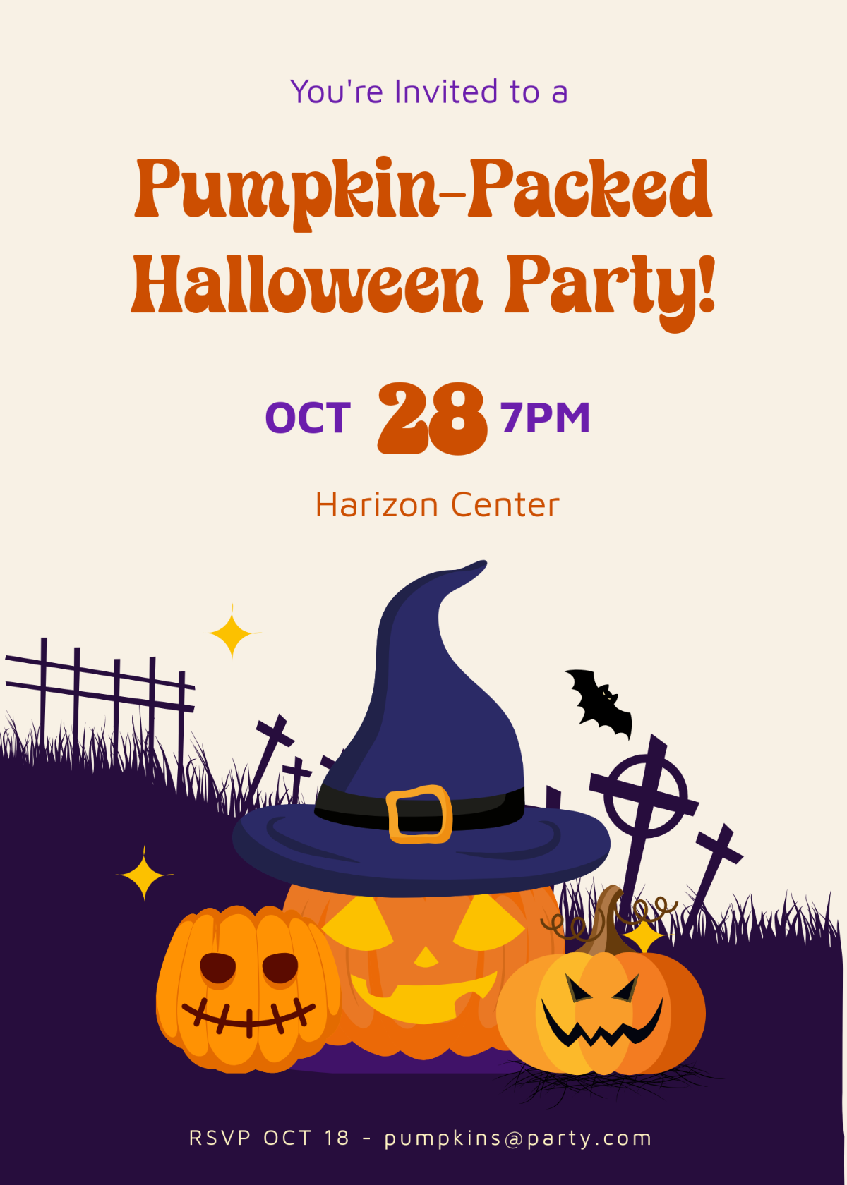 Free Halloween Pumpkin Invitation Template to Edit Online