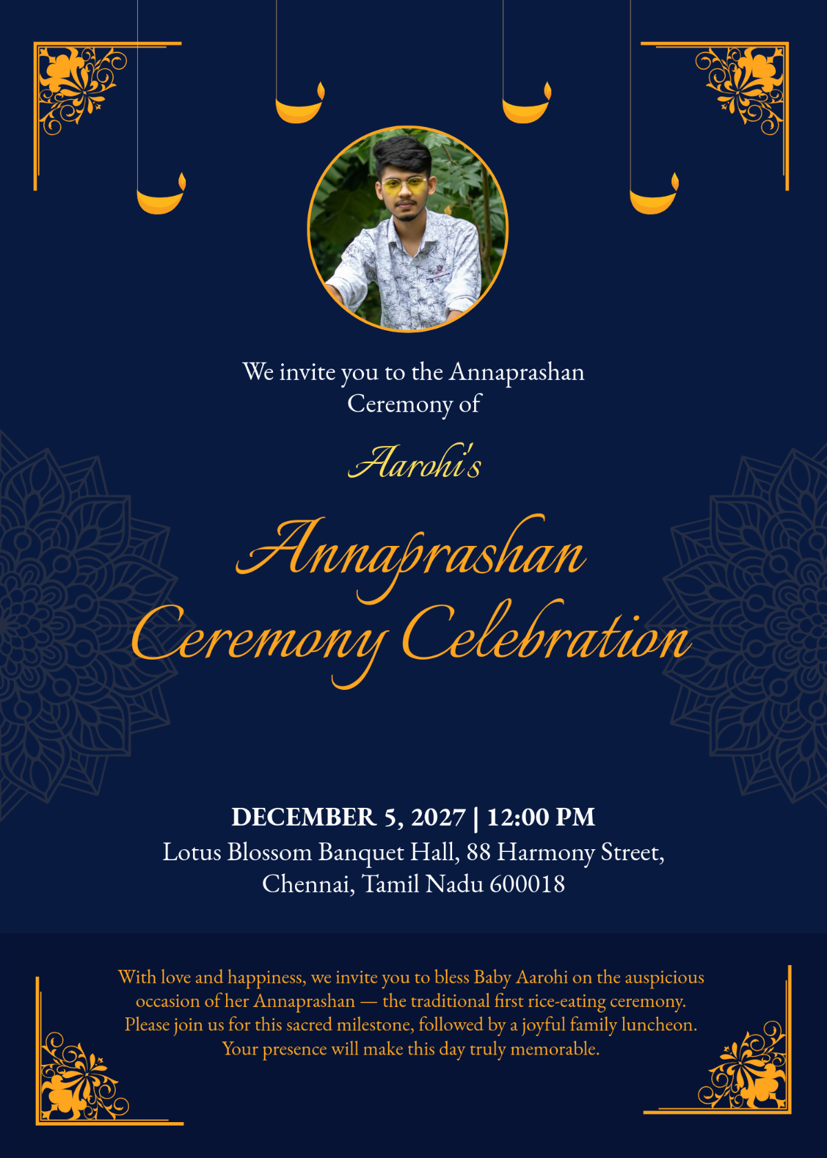 Free Annaprashan Ceremony Invitation Template to Edit Online