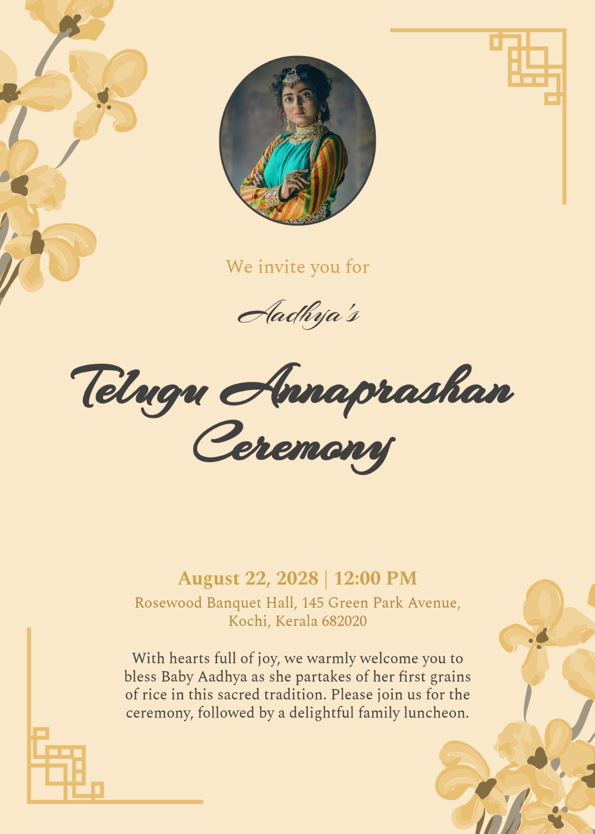 Free Weaning Annaprashan Invitation Template to Edit Online