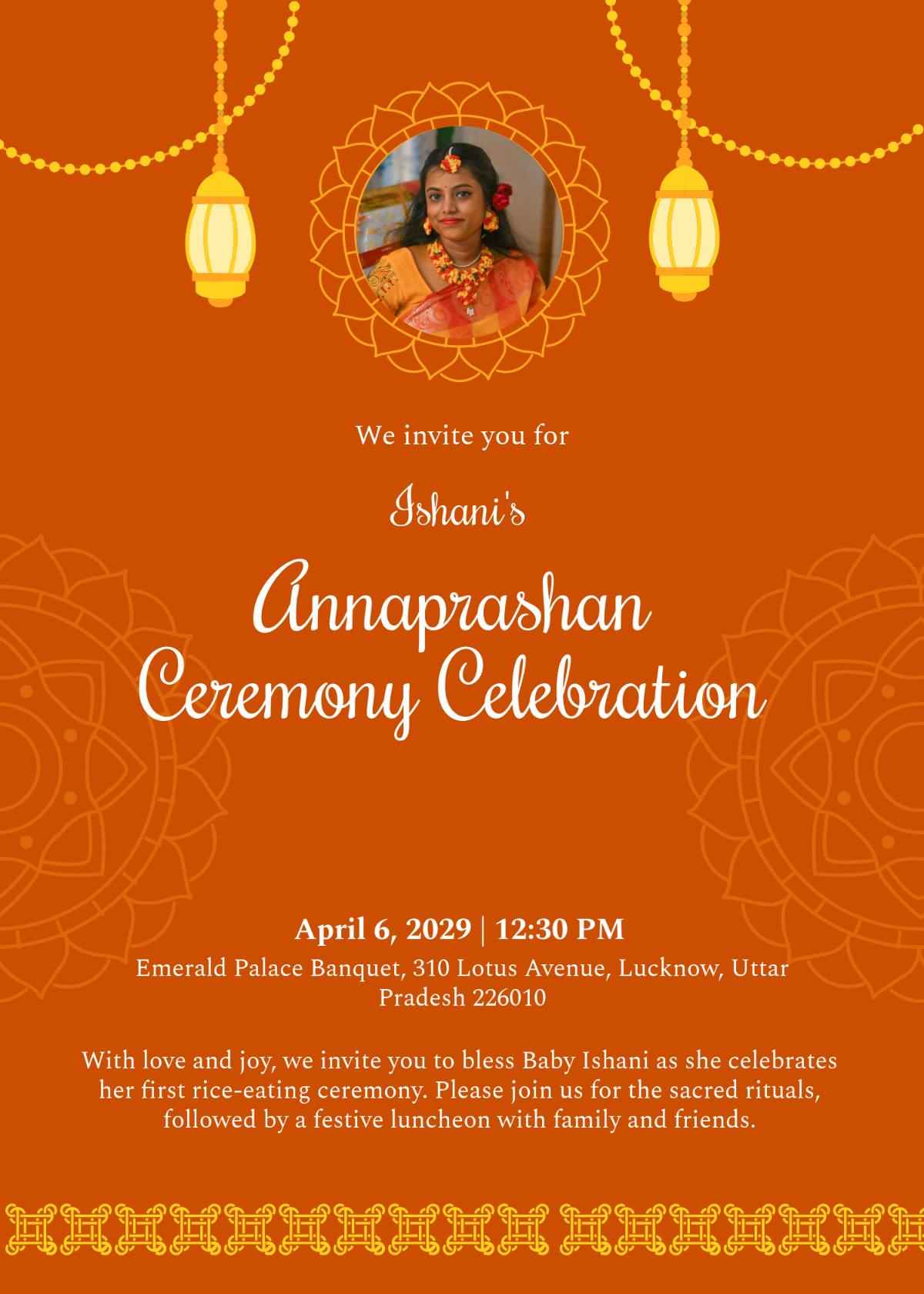 Free Annaprashan Invitation Card Template to Edit Online