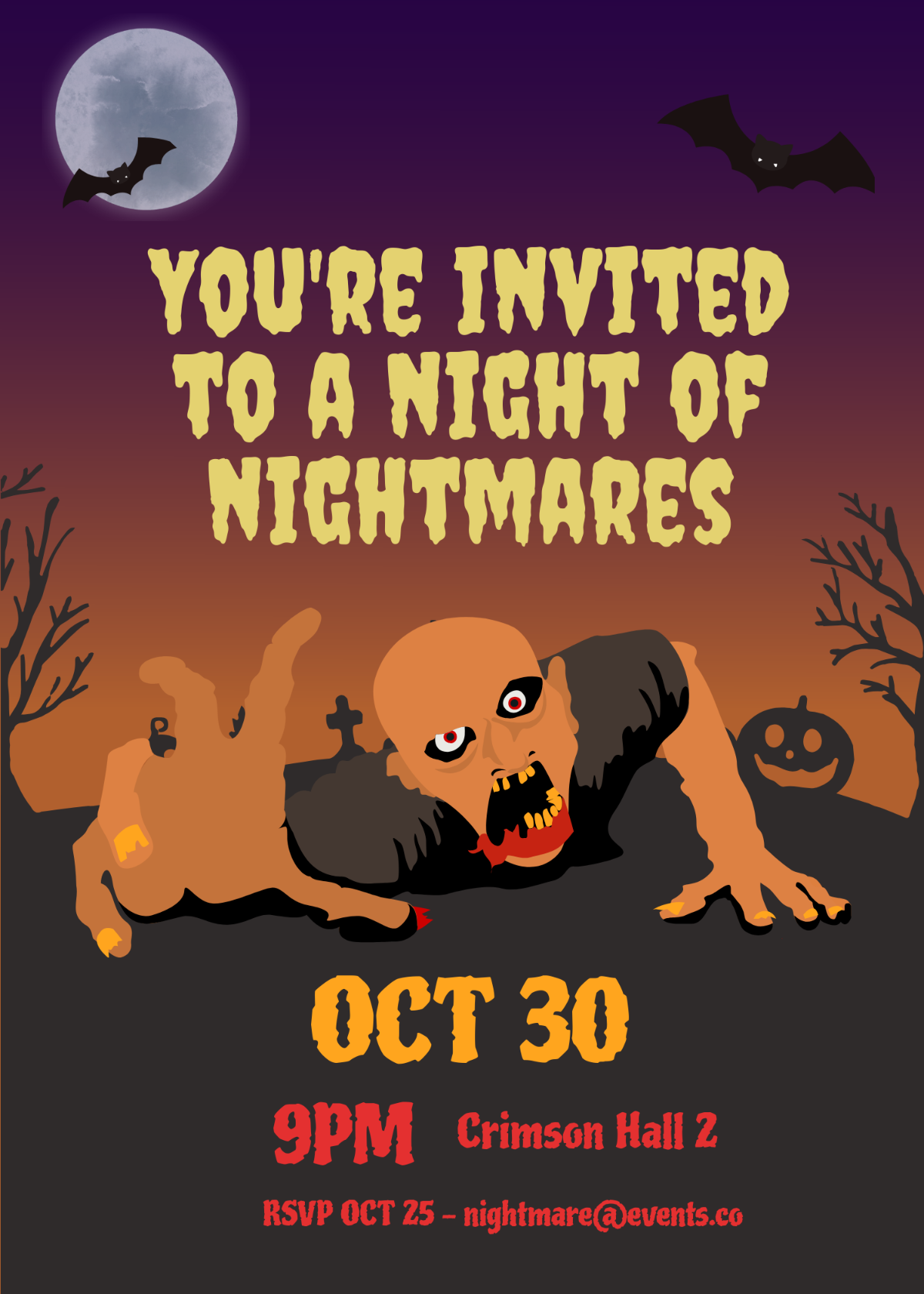 Free Scary Halloween Invitation Template to Edit Online