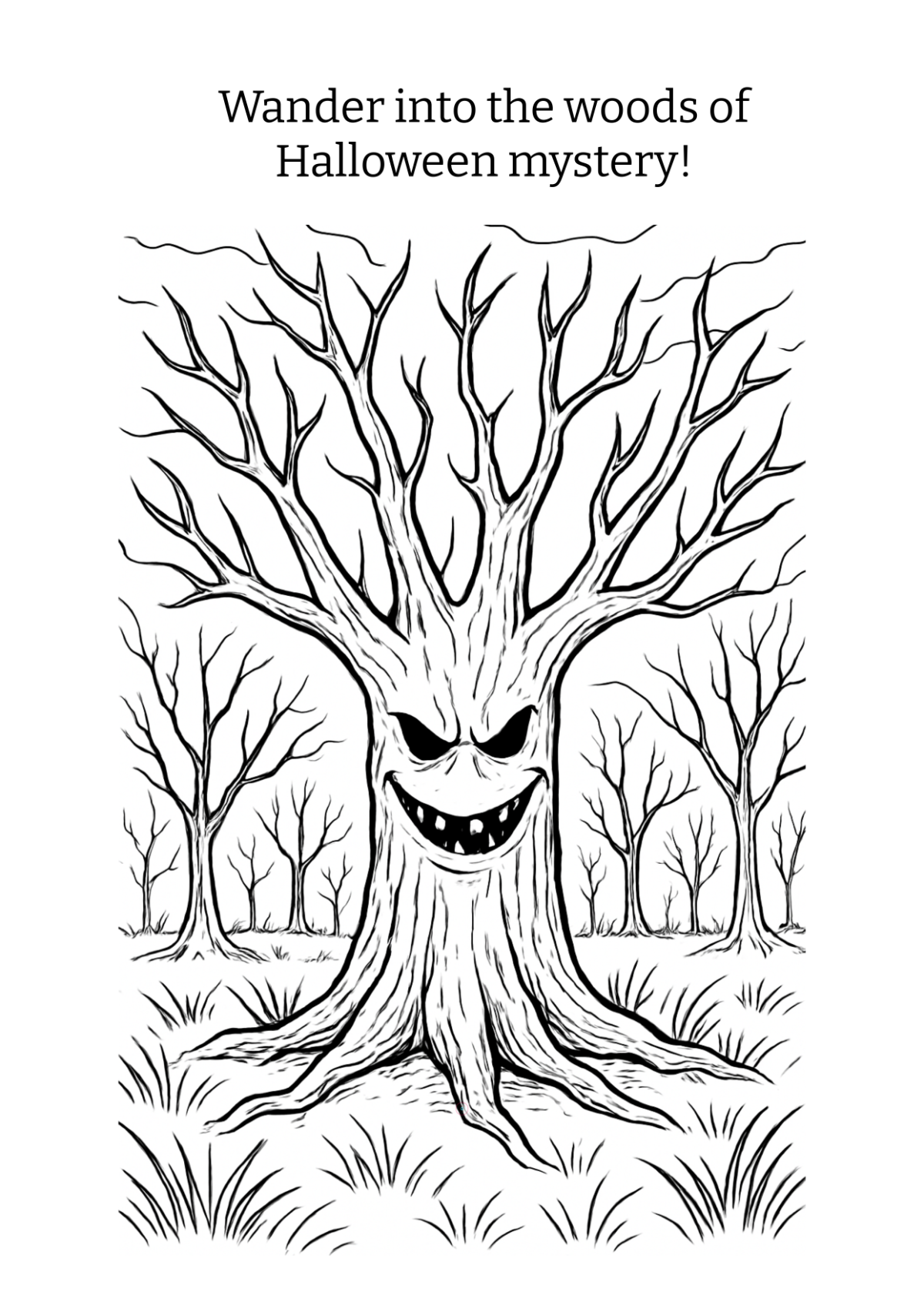 Free Forest Halloween Drawing Template to Edit Online