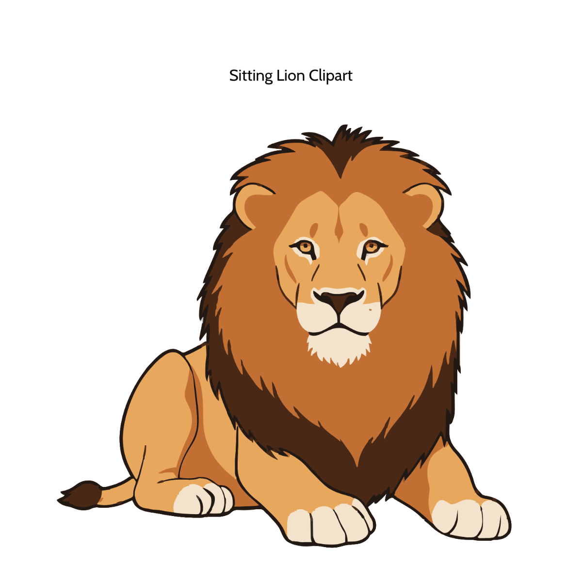 Free Sitting Lion Vector Clipart (PNG, SVG) to Edit Online