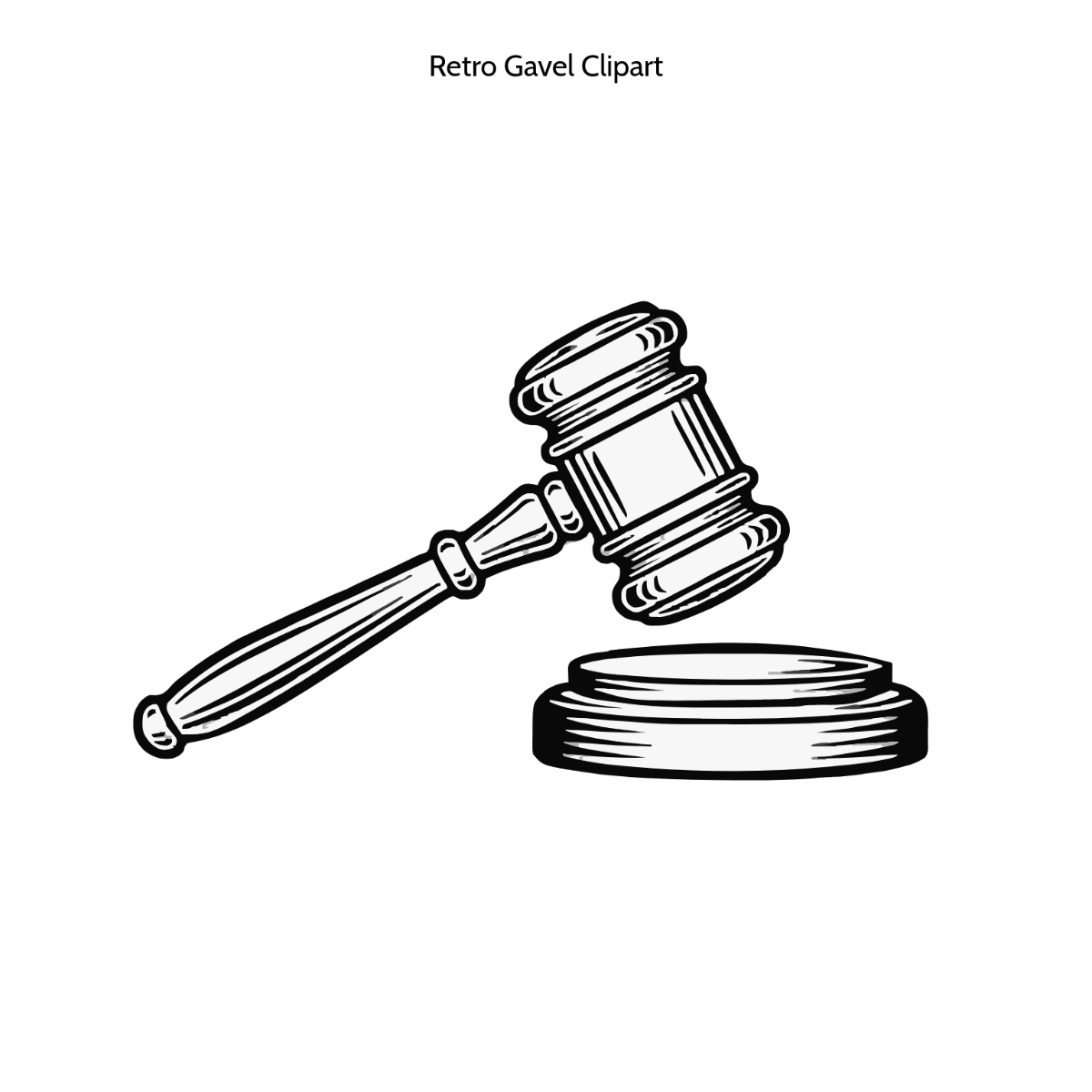 Free Retro Gavel Drawing Vector Clipart (PNG, SVG) to Edit Online