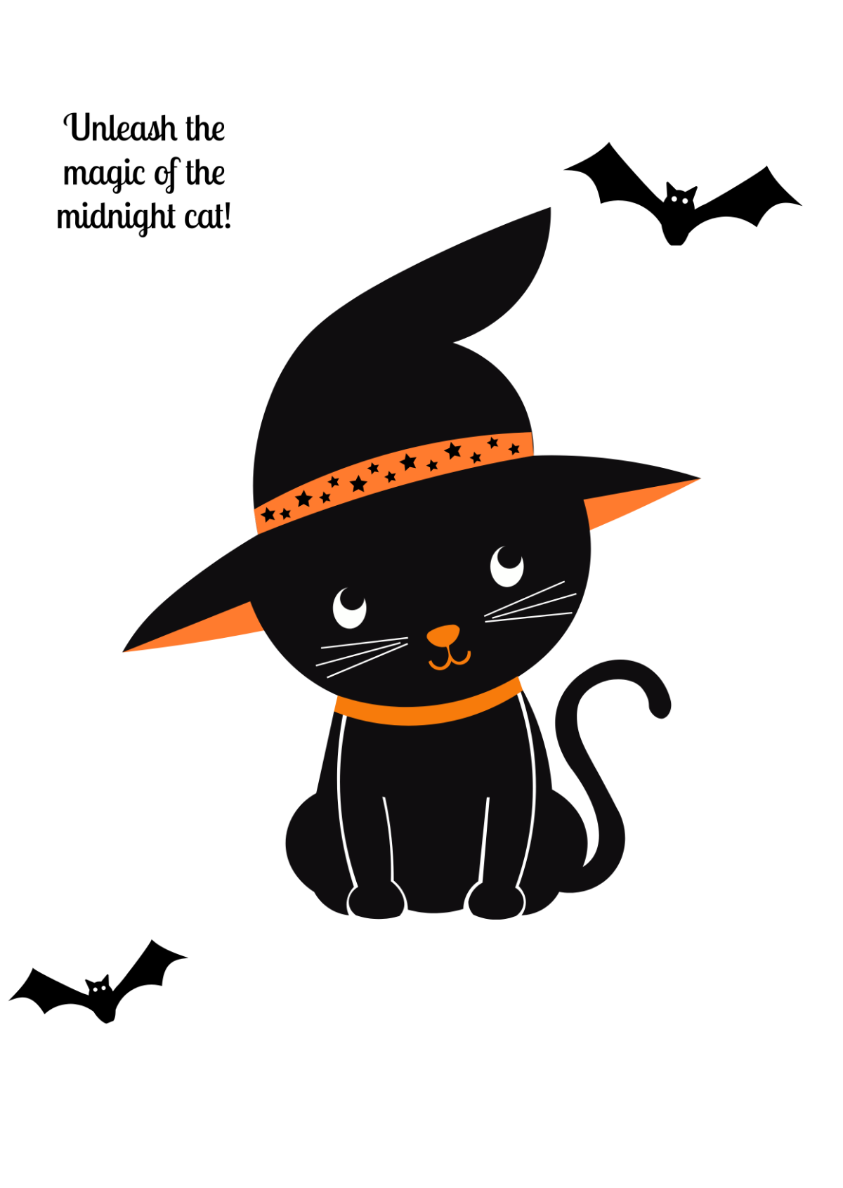 Free Halloween Black Cat Drawing Design Template to Edit Online