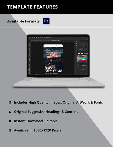 Free Happy New Year Instagram Story Template to Edit Online