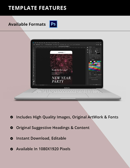 Free New Year Party Instagram Story Template to Edit Online