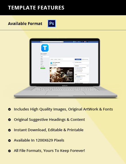 Free New Year Party Facebook Post Template to Edit Online