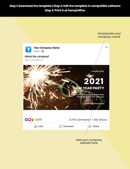 Free New Year Party Facebook Post Template to Edit Online
