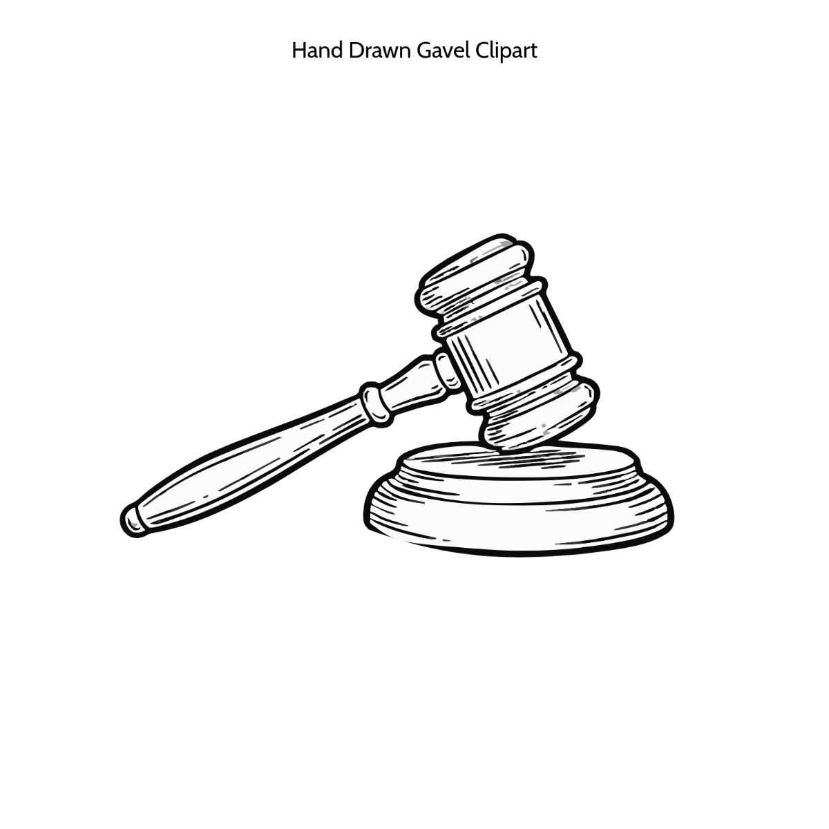 Free Hand Drawn Gavel Outline Vector Clipart (PNG, SVG) to Edit Online