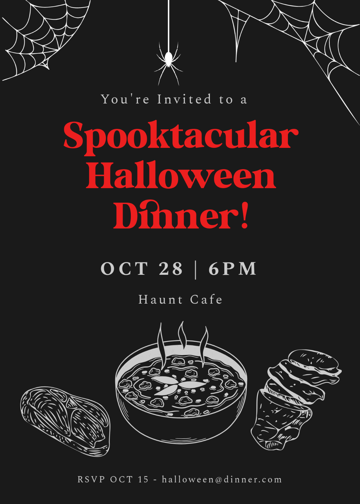 Free Blank Halloween Dinner Invitation Template to Edit Online