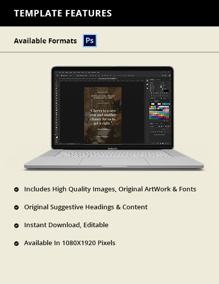 Free New Year Wishes Instagram Story Template to Edit Online