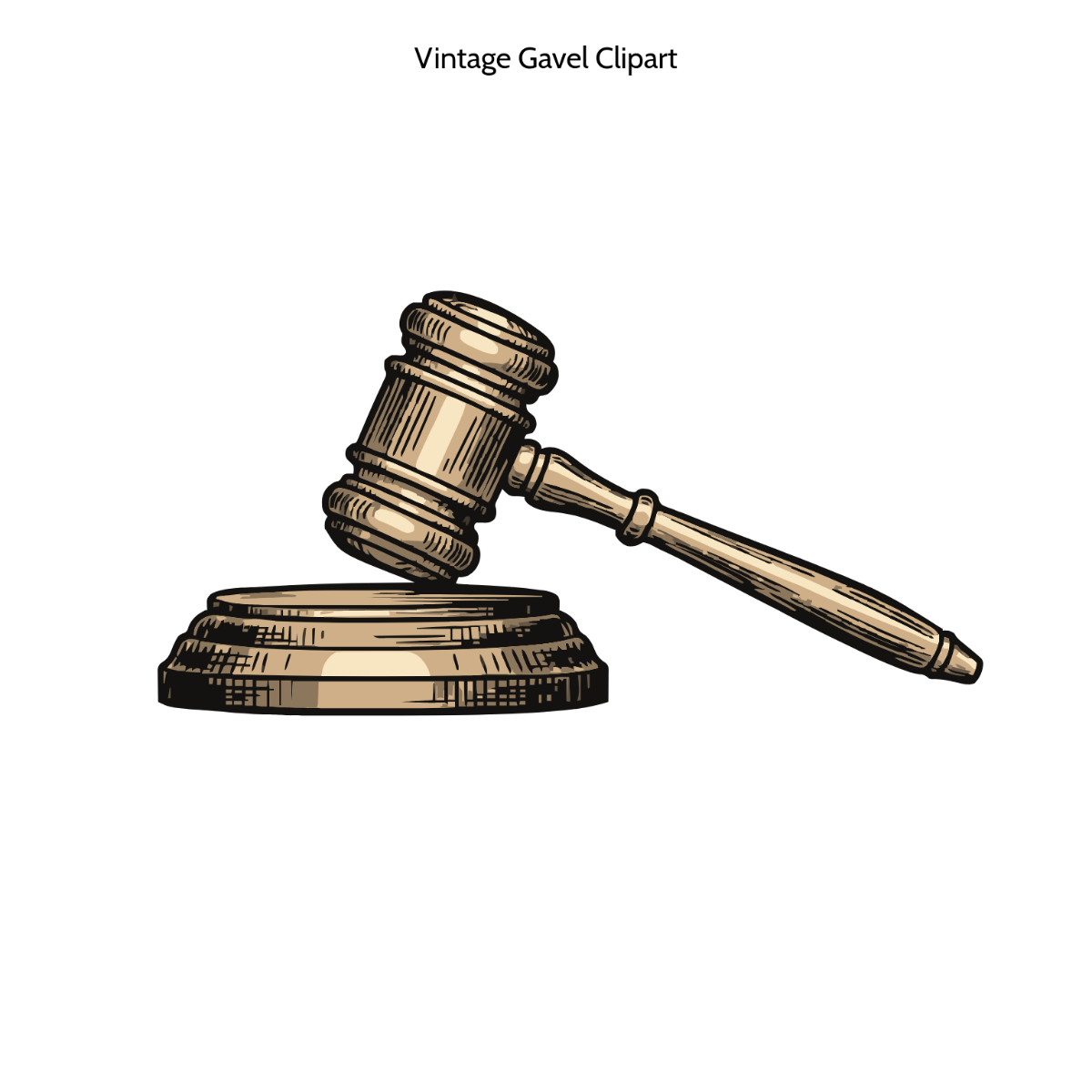 Free Vintage Gavel Outline Vector Clipart (PNG, SVG) to Edit Online