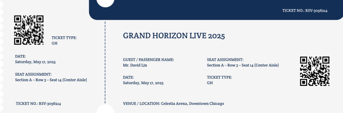 Free Reserved Seating Boarding Pass Ticket to Edit Online