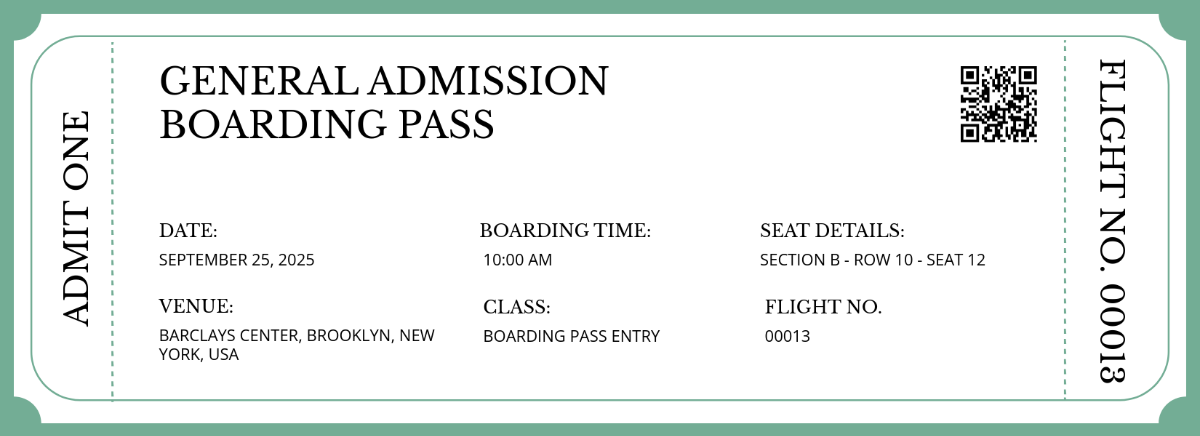 Free General Admission Boarding Pass Ticket Template to Edit Online