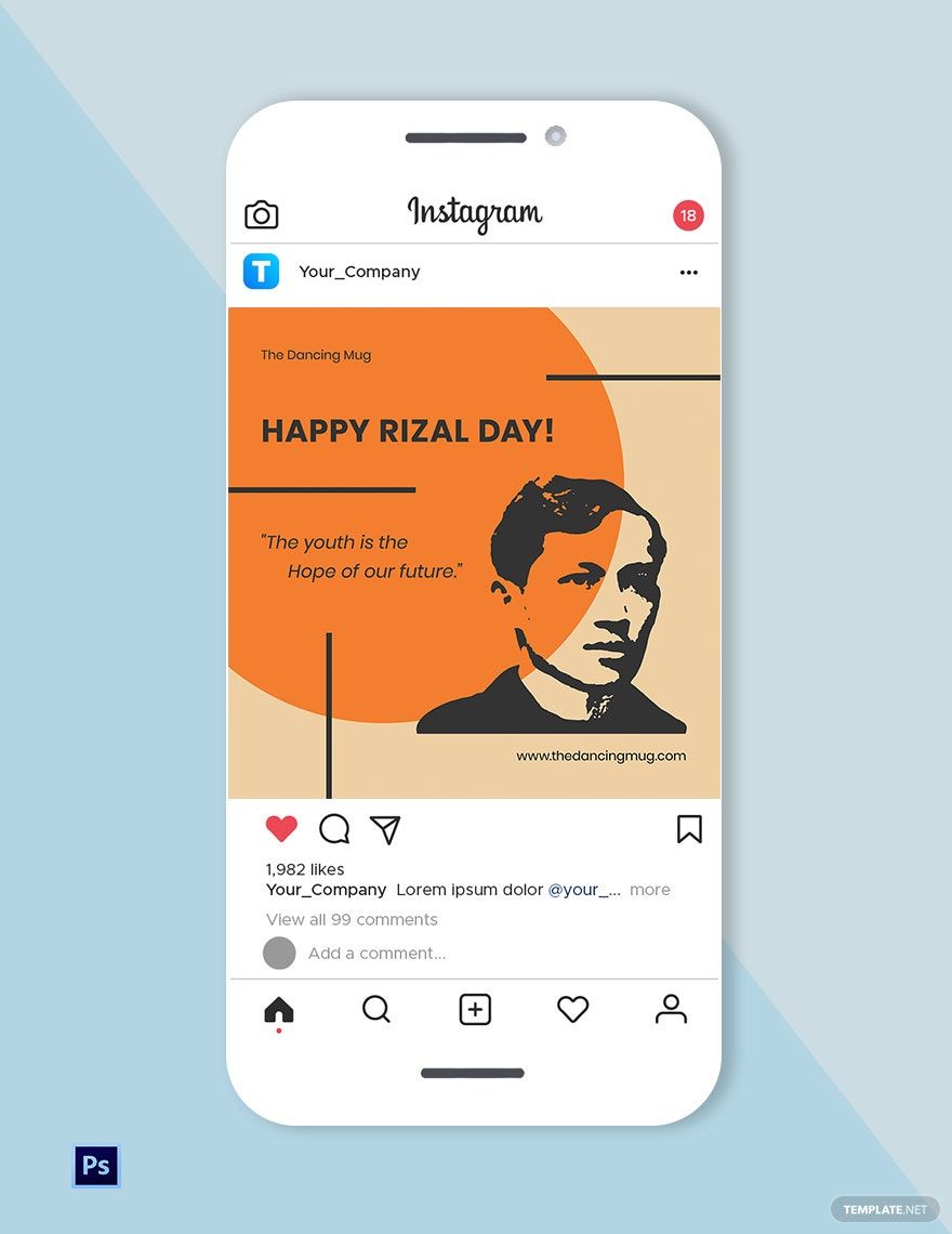 Free Rizal Day Instagram Post Template in PSD