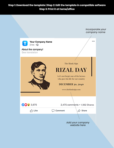 Free Rizal Day Facebook Post Template to Edit Online