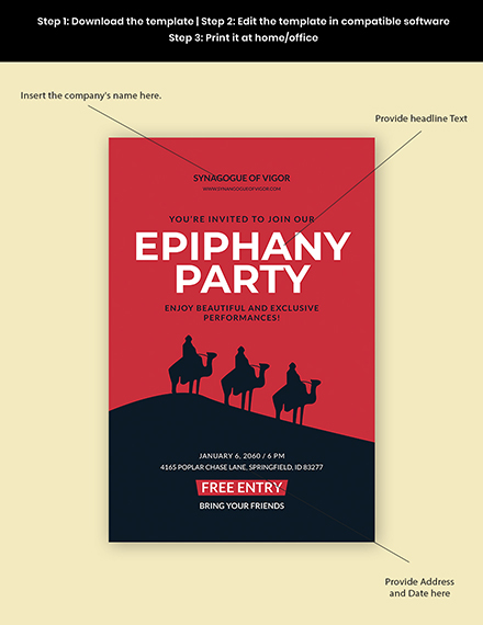 Free Ephiphany Party Poster Template to Edit Online