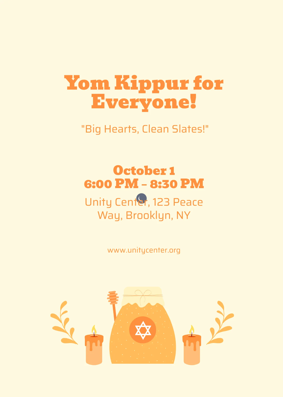 Free Religious Yom Kippur Announcement Template to Edit Online