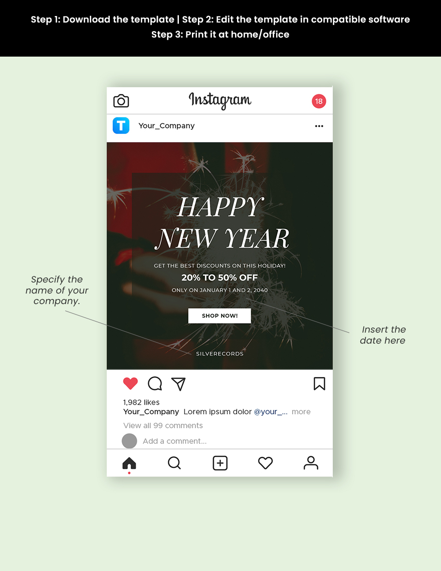 Simple New Year Instagram Post Template