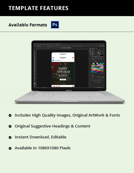 Free Simple New Year Instagram Post Template to Edit Online
