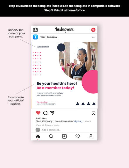 Free New Year Resolution Instagram Post Template to Edit Online