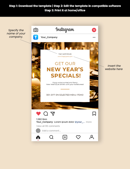 Free New Years Specials Instagram Post Template to Edit Online