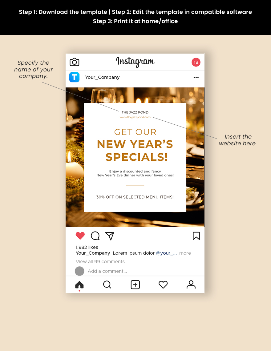 New Years Specials Instagram Post Template