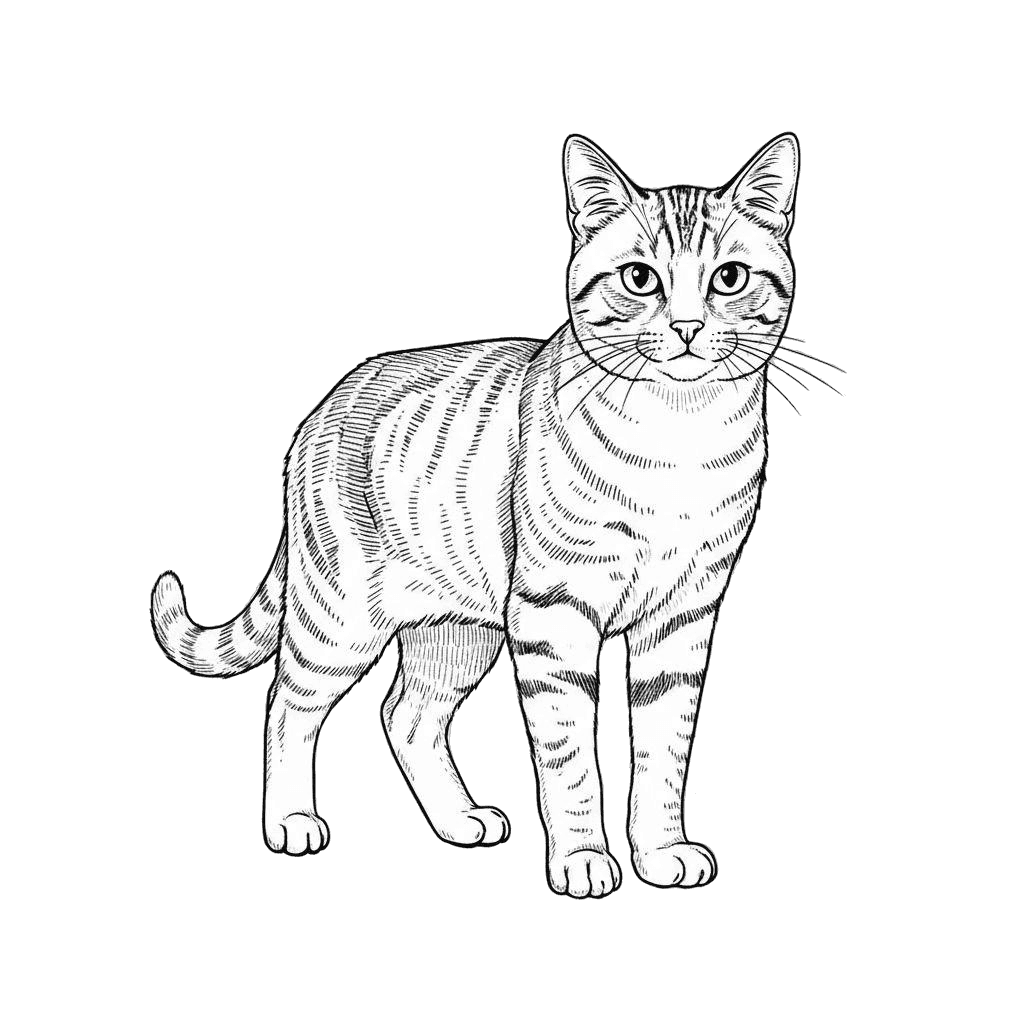 Free Aegean sticker Ink Drawing Cat Clipart Template to Edit Online
