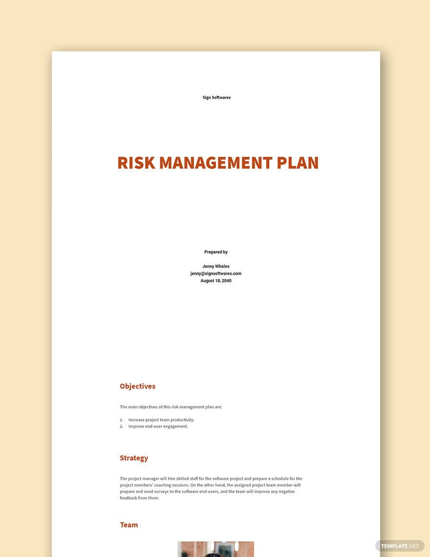 Editable Risk Management Plan Template