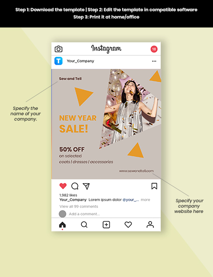 Free New Year Sale Instagram Post Template to Edit Online