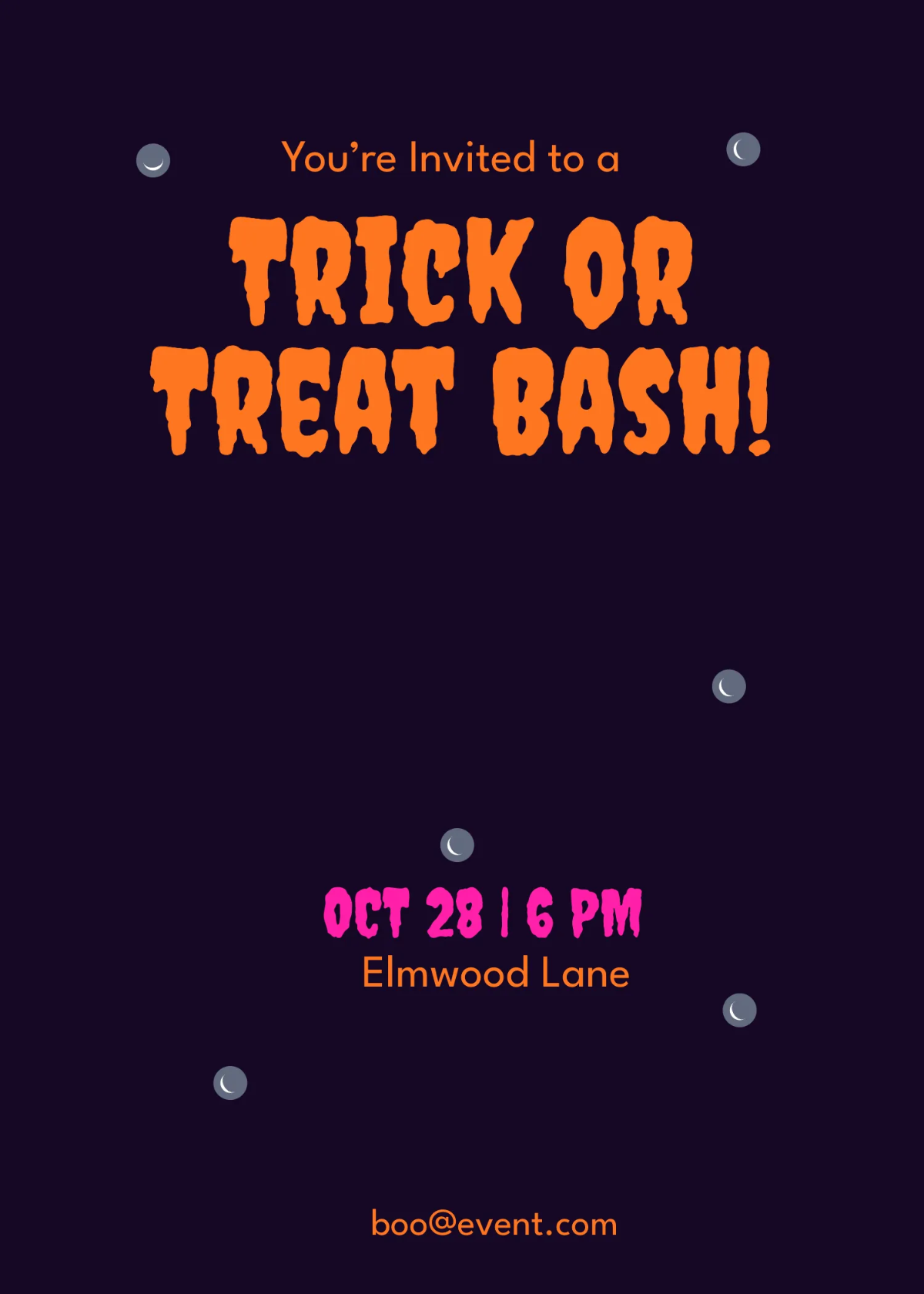 Free Trick or Treat Halloween Invitation Template to Edit Online