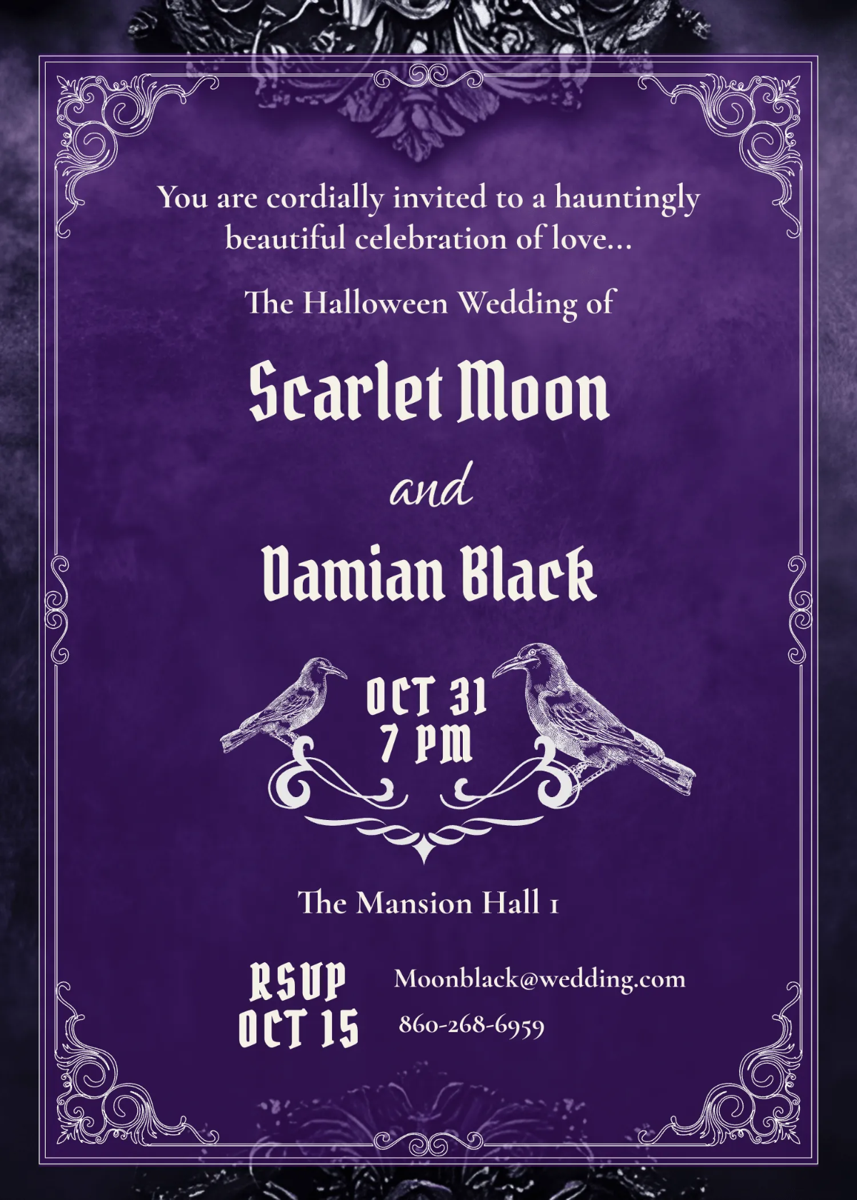 Free Halloween Wedding Invitation Template to Edit Online