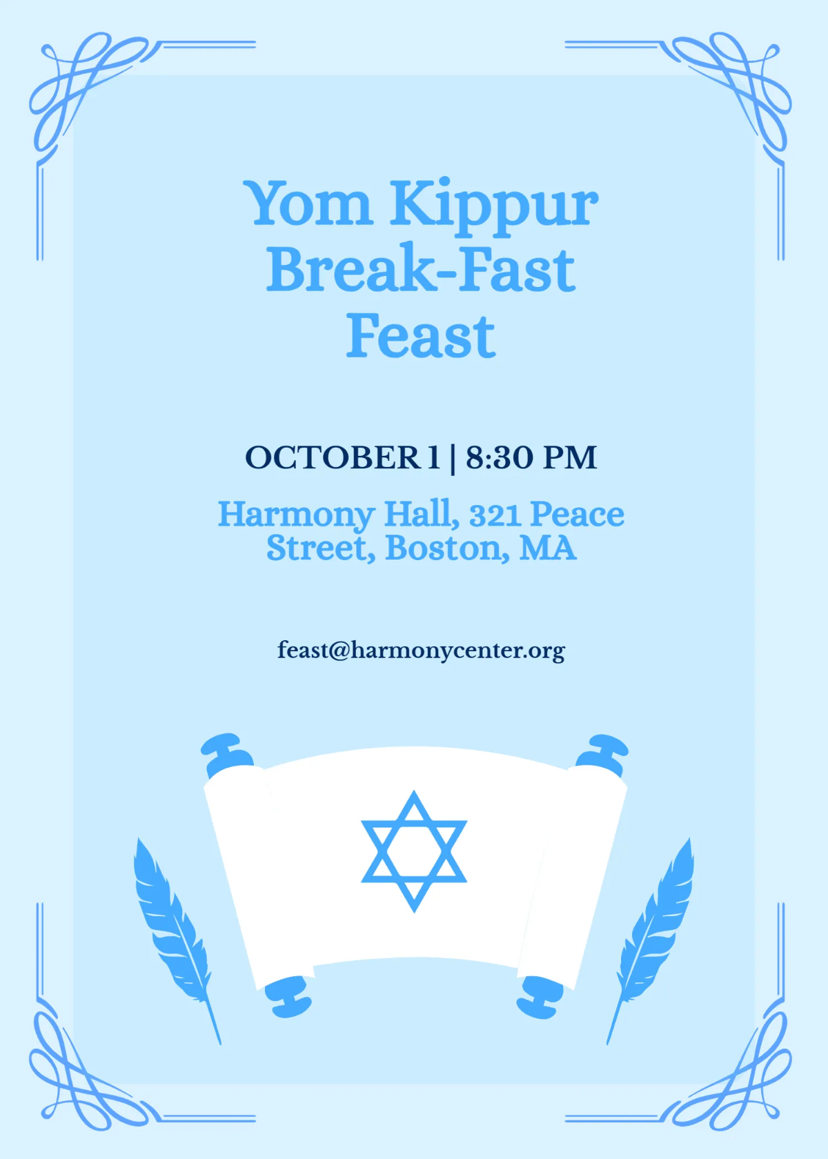 Free Yom Kippur Feast Template to Edit Online