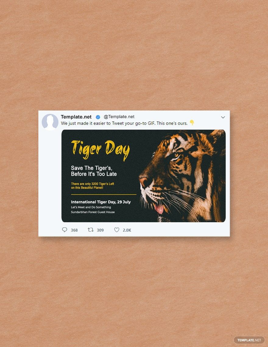 International Tiger Day Twitter Post Template in PSD